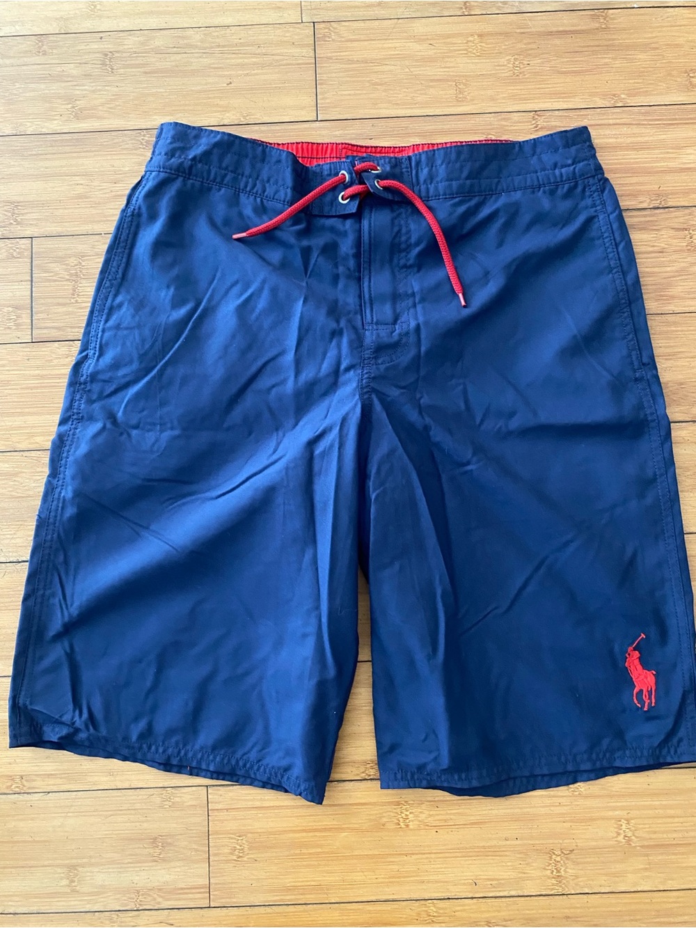 NWT Polo by Ralph Lauren Boy’s Navy Swim Trunks with Red Logo Sz XL(18-20)
